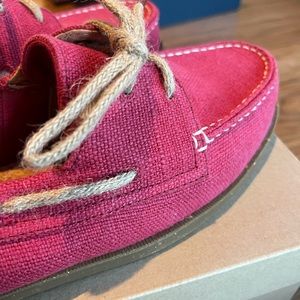 Sperry Red Linen Boat Shoes - size 12